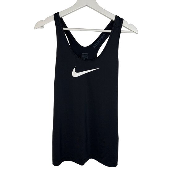 Nike Tank Top Women Activewear Workout Running Gym Yoga Black White Medium Pro - Picture 1 of 11
